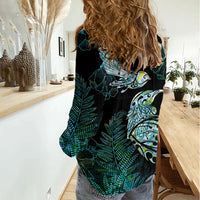 Aotearoa Maori Mahuru Women Casual Shirt Spring Time - Paua Shell Green LT7 - Polynesian Pride