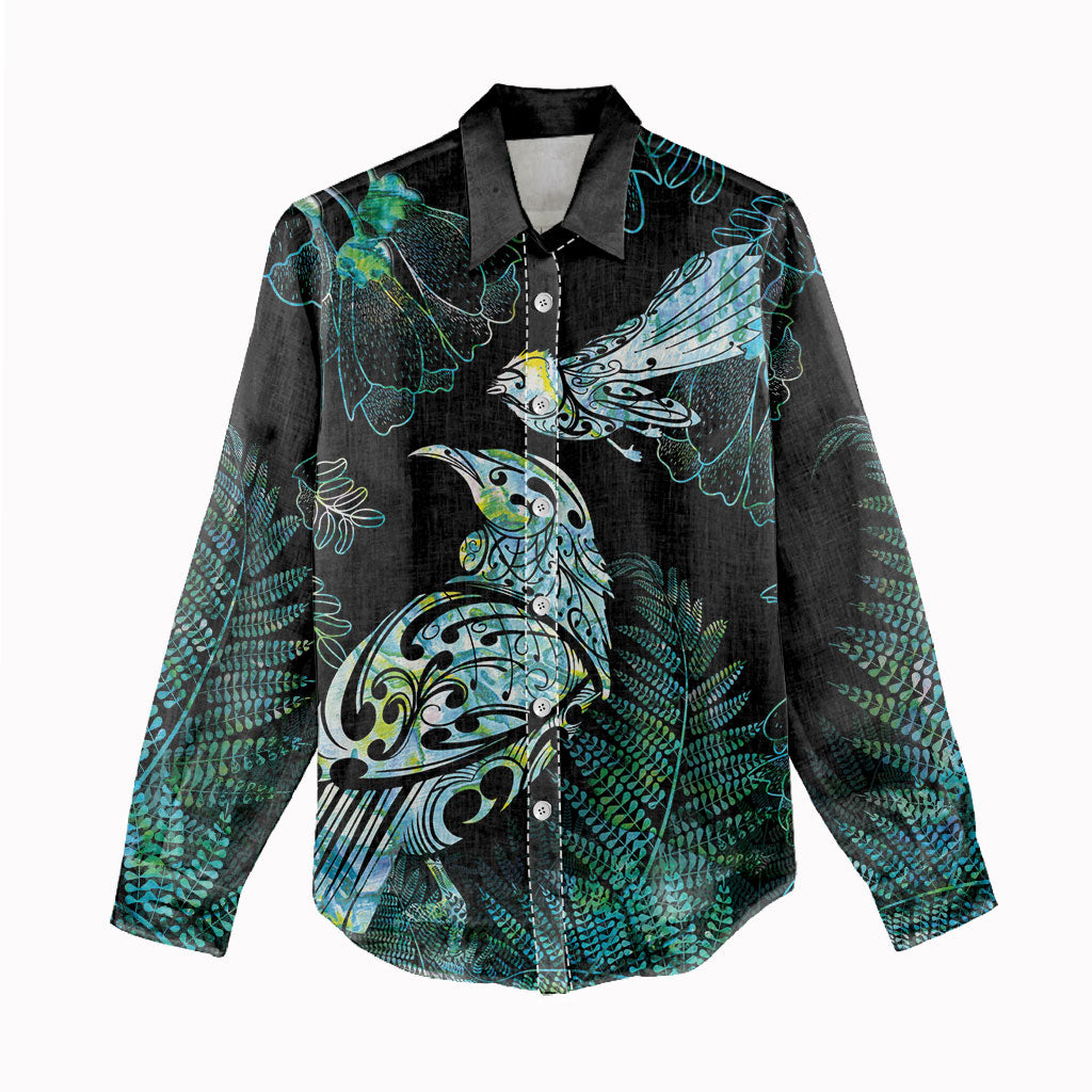Aotearoa Maori Mahuru Women Casual Shirt Spring Time - Paua Shell Green LT7 - Polynesian Pride