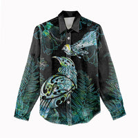 Aotearoa Maori Mahuru Women Casual Shirt Spring Time - Paua Shell Green LT7 - Polynesian Pride