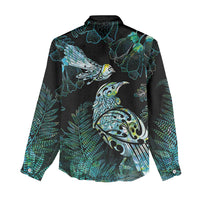 Aotearoa Maori Mahuru Women Casual Shirt Spring Time - Paua Shell Green LT7 - Polynesian Pride