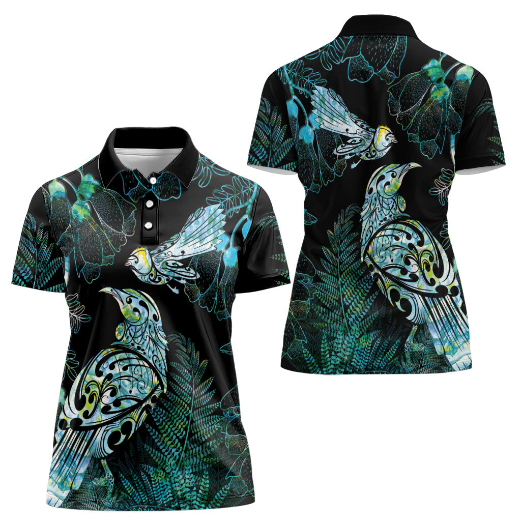 Aotearoa Maori Mahuru Women Polo Shirt Spring Time - Paua Shell Green LT7 - Polynesian Pride