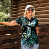Aotearoa Maori Mahuru Women Polo Shirt Spring Time - Paua Shell Green LT7 - Polynesian Pride