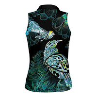 Aotearoa Maori Mahuru Women Sleeveless Polo Shirt Spring Time - Paua Shell Green LT7 - Polynesian Pride