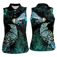 Aotearoa Maori Mahuru Women Sleeveless Polo Shirt Spring Time - Paua Shell Green LT7 - Polynesian Pride