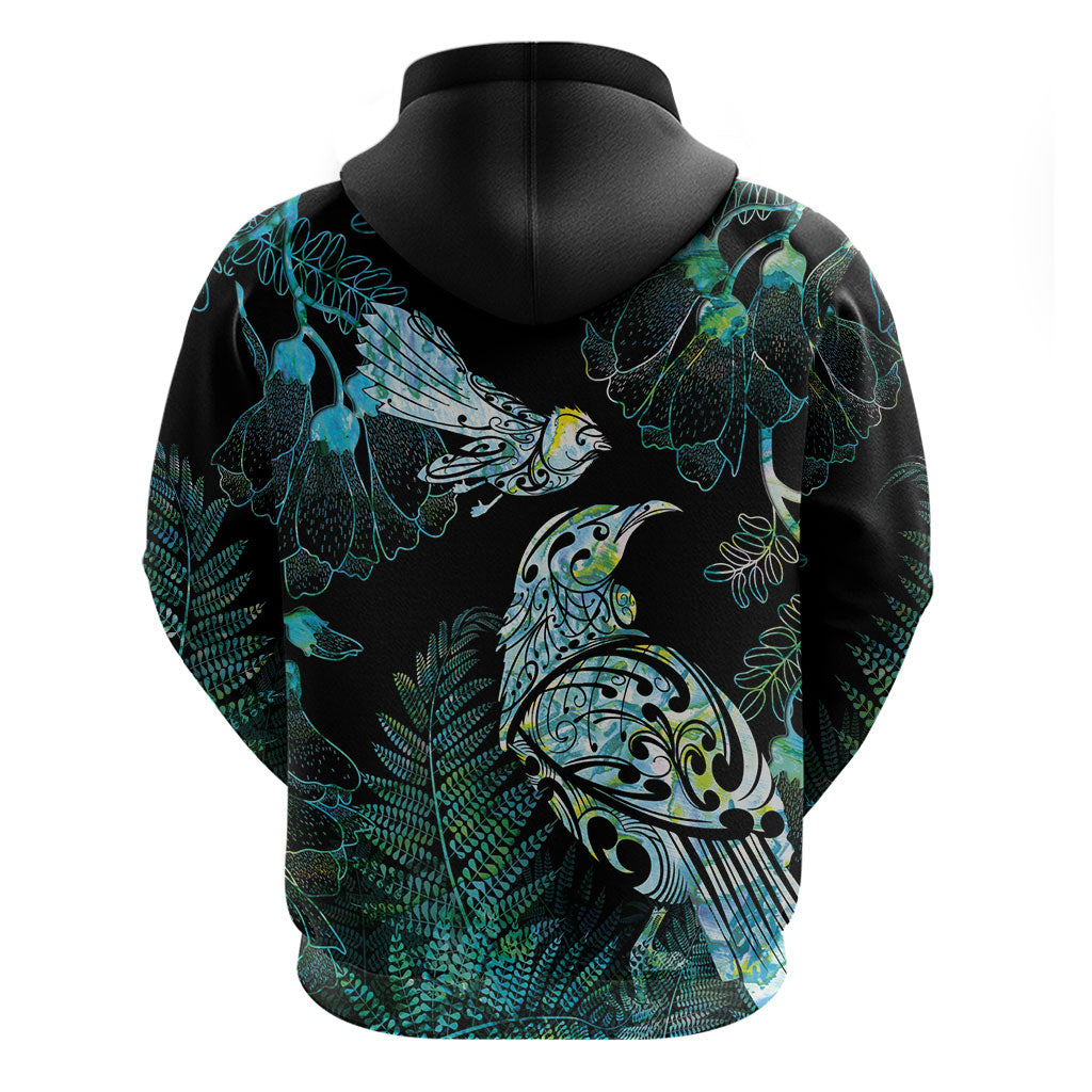 Aotearoa Maori Mahuru Zip Hoodie Spring Time - Paua Shell Green LT7 - Polynesian Pride