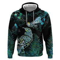 Aotearoa Maori Mahuru Zip Hoodie Spring Time - Paua Shell Green LT7 Pullover Hoodie Black - Polynesian Pride