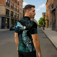Aotearoa Maori Mahuru Zipper Polo Shirt Spring Time - Paua Shell Green LT7 - Polynesian Pride