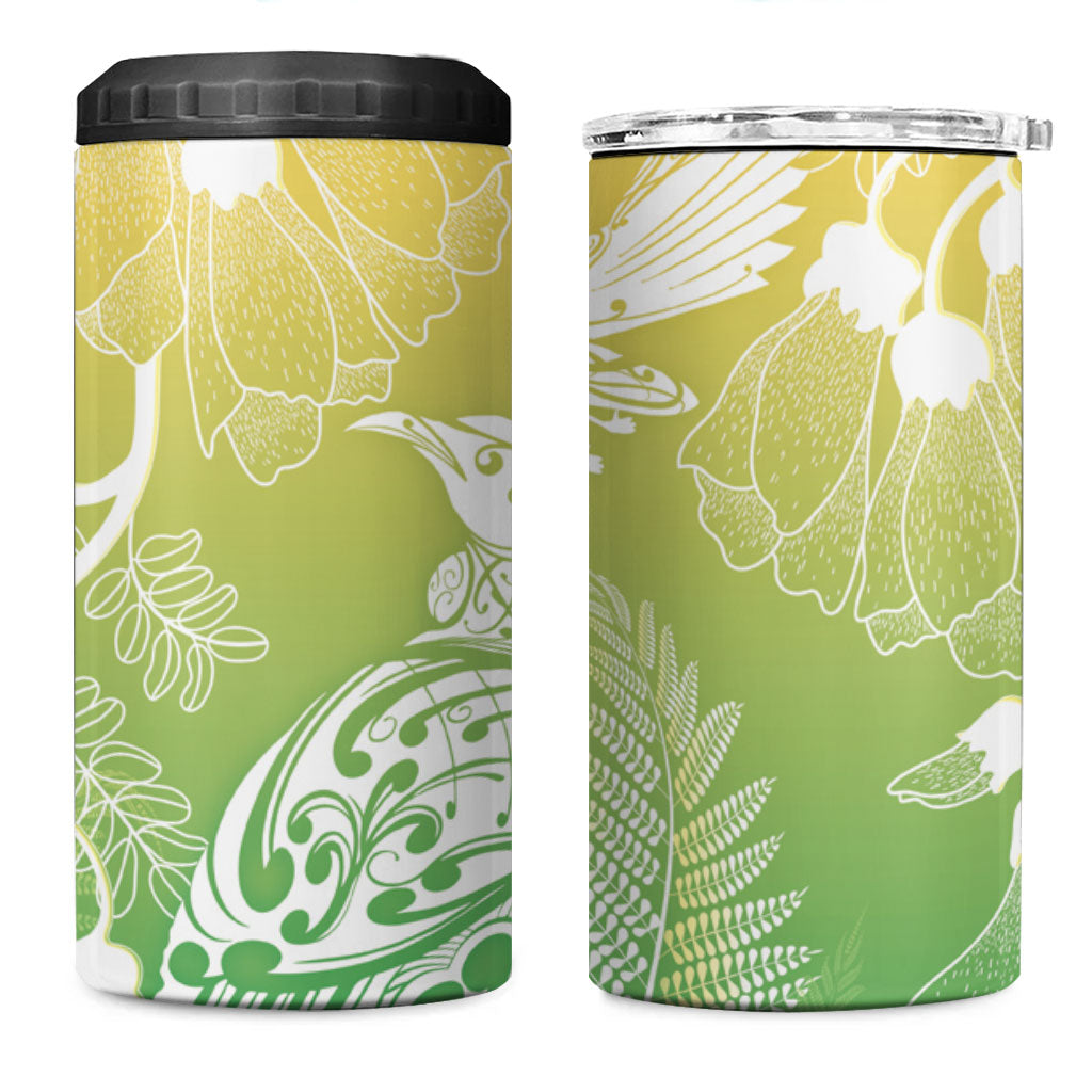 Aotearoa Maori Mahuru Tui With Pikawakawa 4 in 1 Can Cooler Tumbler Spring Time LT7 One Size: 16 oz Green - Polynesian Pride
