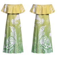 Aotearoa Maori Mahuru Tui With Pikawakawa Couples Matching Off Shoulder Maxi Dress and Hawaiian Shirt Spring Time LT7 - Polynesian Pride
