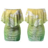 Aotearoa Maori Mahuru Tui With Pikawakawa Couples Matching Off Shoulder Short Dress and Hawaiian Shirt Spring Time LT7 - Polynesian Pride
