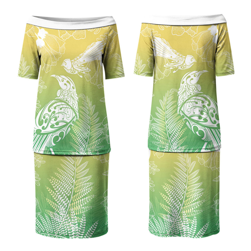 Aotearoa Maori Mahuru Tui With Pikawakawa Couples Matching Puletasi and Long Sleeve Button Shirt Spring Time LT7 - Polynesian Pride