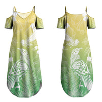 Aotearoa Maori Mahuru Tui With Pikawakawa Couples Matching Summer Maxi Dress and Hawaiian Shirt Spring Time LT7 - Polynesian Pride