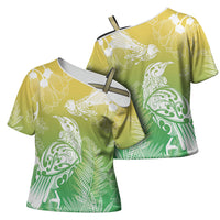 Aotearoa Maori Mahuru Tui With Pikawakawa Cross Shoulder Shirt Spring Time LT7 - Polynesian Pride
