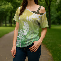 Aotearoa Maori Mahuru Tui With Pikawakawa Cross Shoulder Shirt Spring Time LT7 - Polynesian Pride