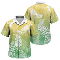 Aotearoa Maori Mahuru Tui With Pikawakawa Family Matching Off Shoulder Short Dress and Hawaiian Shirt Spring Time LT7 Son's Shirt Green - Polynesian Pride