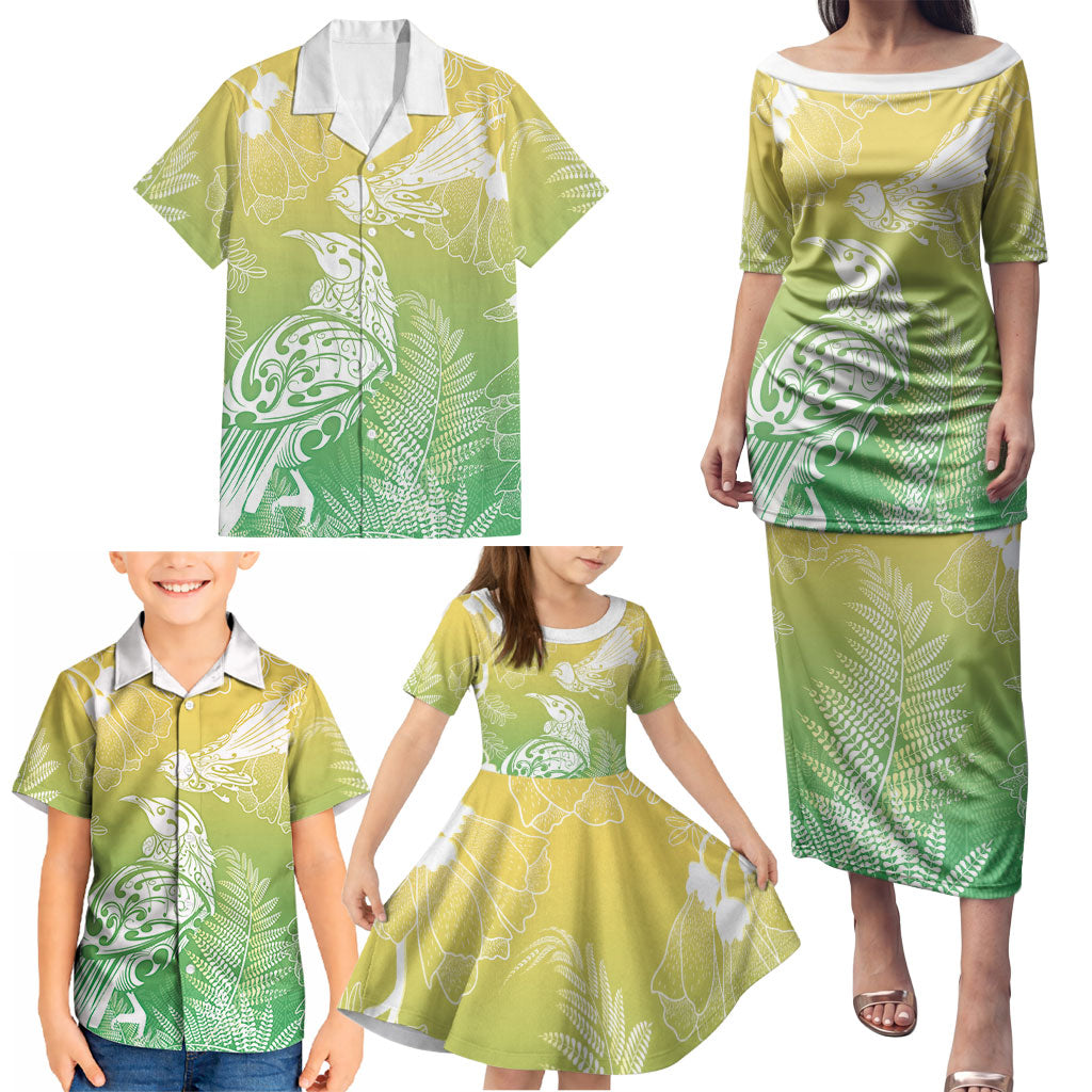 Aotearoa Maori Mahuru Tui With Pikawakawa Family Matching Puletasi and Hawaiian Shirt Spring Time LT7 - Polynesian Pride
