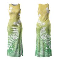 Aotearoa Maori Mahuru Tui With Pikawakawa Family Matching Tank Maxi Dress and Hawaiian Shirt Spring Time LT7 Mom's Dress Green - Polynesian Pride