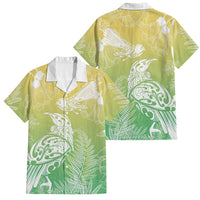 Aotearoa Maori Mahuru Tui With Pikawakawa Family Matching Tank Maxi Dress and Hawaiian Shirt Spring Time LT7 Dad's Shirt - Short Sleeve Green - Polynesian Pride