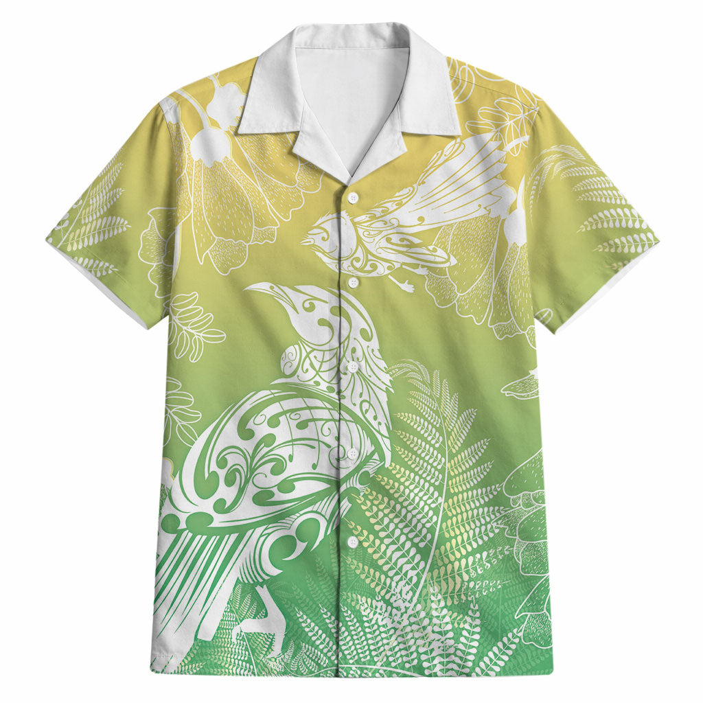 Aotearoa Maori Mahuru Tui With Pikawakawa Hawaiian Shirt Spring Time LT7 Green - Polynesian Pride