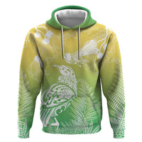 Aotearoa Maori Mahuru Tui With Pikawakawa Hoodie Spring Time LT7 Pullover Hoodie Green - Polynesian Pride