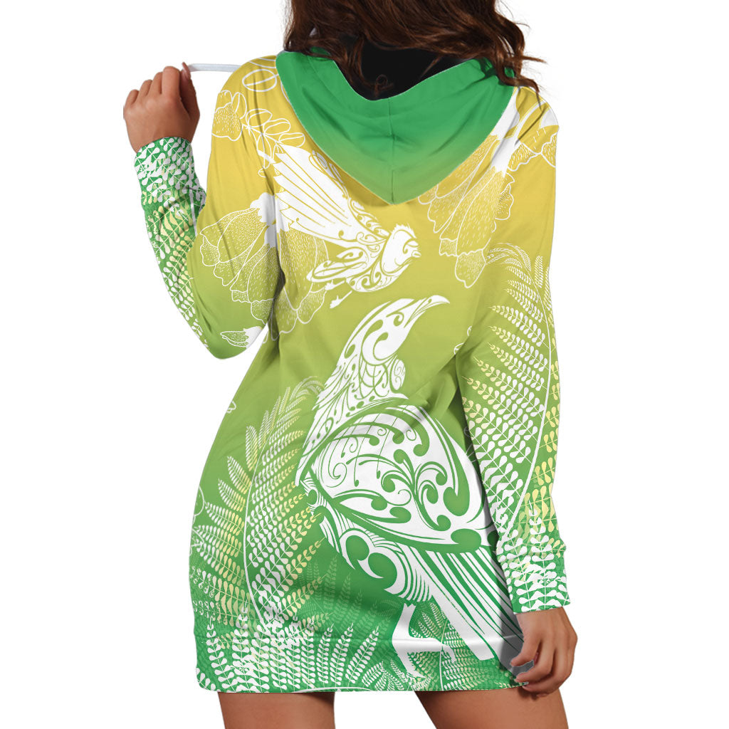 Aotearoa Maori Mahuru Tui With Pikawakawa Hoodie Dress Spring Time LT7 - Polynesian Pride