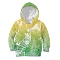 Aotearoa Maori Mahuru Tui With Pikawakawa Kid Hoodie Spring Time LT7 Hoodie Green - Polynesian Pride