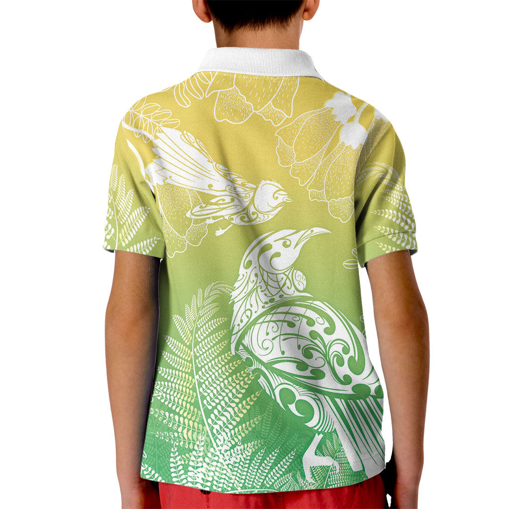 Aotearoa Maori Mahuru Tui With Pikawakawa Kid Polo Shirt Spring Time LT7 - Polynesian Pride