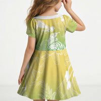 Aotearoa Maori Mahuru Tui With Pikawakawa Kid Short Sleeve Dress Spring Time LT7 - Polynesian Pride