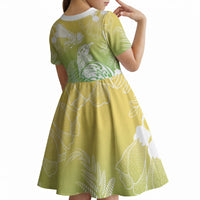 Aotearoa Maori Mahuru Tui With Pikawakawa Kid Short Sleeve Dress Spring Time LT7 - Polynesian Pride