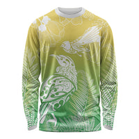 Aotearoa Maori Mahuru Tui With Pikawakawa Long Sleeve Shirt Spring Time LT7 Unisex Green - Polynesian Pride