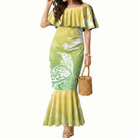 Aotearoa Maori Mahuru Tui With Pikawakawa Mermaid Dress Spring Time LT7 Women Green - Polynesian Pride