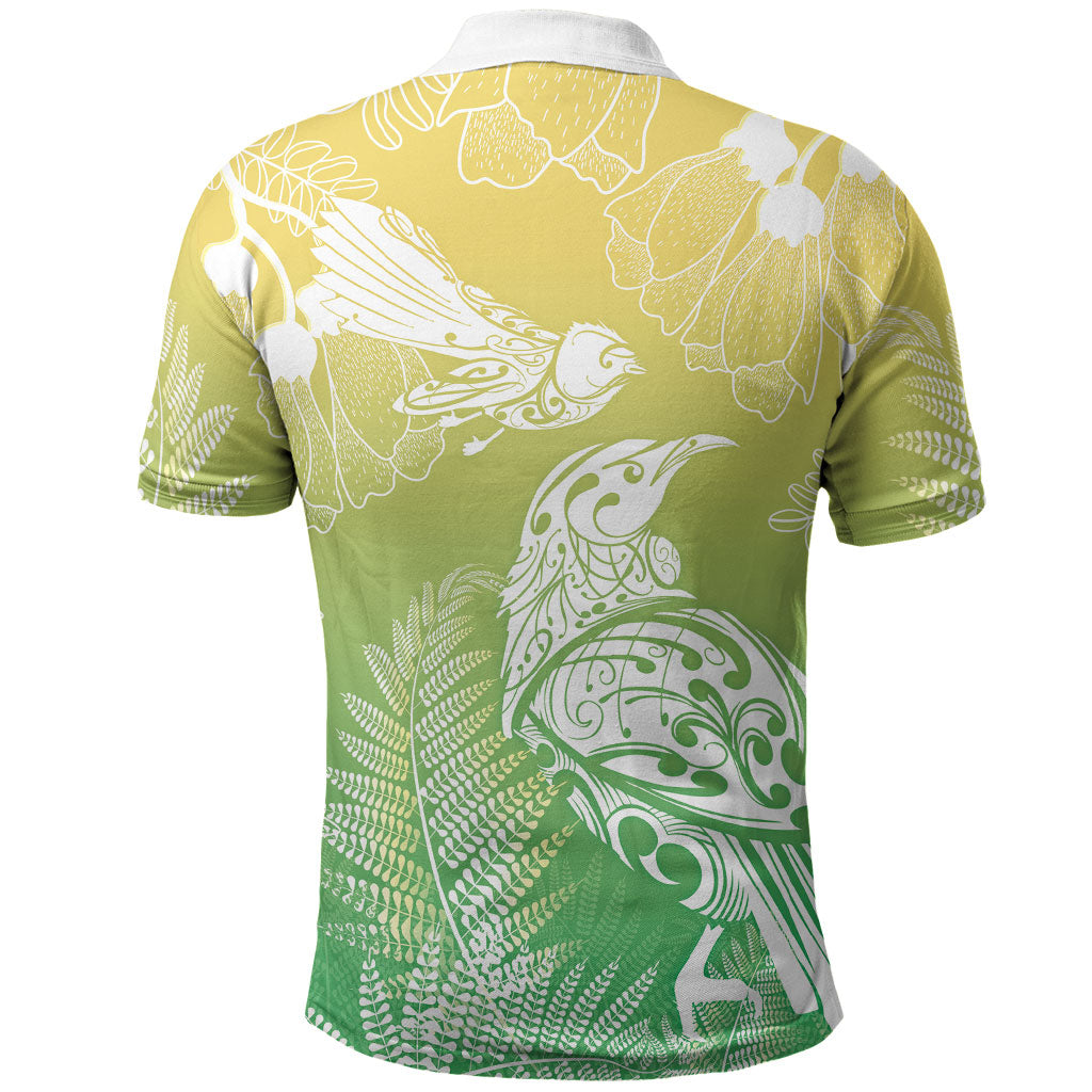 Aotearoa Maori Mahuru Tui With Pikawakawa Polo Shirt Spring Time LT7 - Polynesian Pride