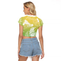 Aotearoa Maori Mahuru Tui With Pikawakawa Raglan Cropped T Shirt Spring Time LT7 - Polynesian Pride