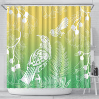 Aotearoa Maori Mahuru Tui With Pikawakawa Shower Curtain Spring Time LT7 - Polynesian Pride