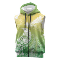 Aotearoa Maori Mahuru Tui With Pikawakawa Sleeveless Zip Hoodie Spring Time LT7 Green - Polynesian Pride