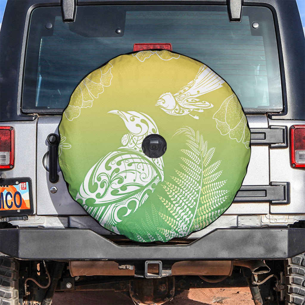Aotearoa Maori Mahuru Tui With Pikawakawa Spare Tire Cover Spring Time LT7 Green - Polynesian Pride