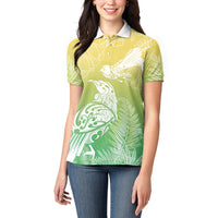 Aotearoa Maori Mahuru Tui With Pikawakawa Women Polo Shirt Spring Time LT7 - Polynesian Pride