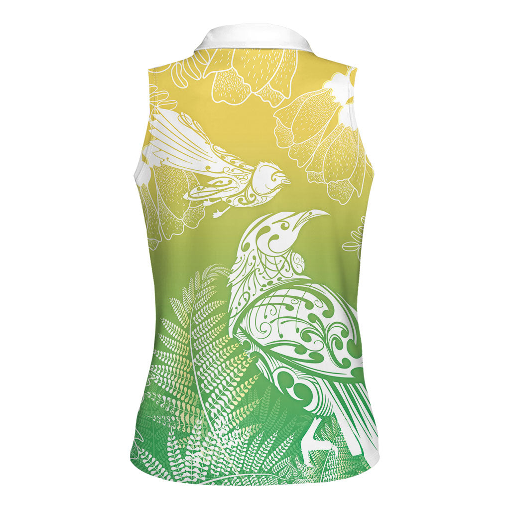 Aotearoa Maori Mahuru Tui With Pikawakawa Women Sleeveless Polo Shirt Spring Time LT7 - Polynesian Pride
