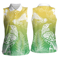 Aotearoa Maori Mahuru Tui With Pikawakawa Women Sleeveless Polo Shirt Spring Time LT7 - Polynesian Pride
