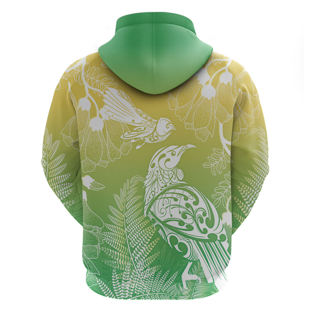 Aotearoa Maori Mahuru Tui With Pikawakawa Zip Hoodie Spring Time LT7 - Polynesian Pride