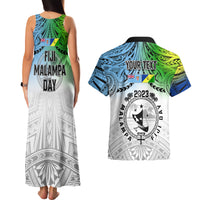 Personalised Malampa Fiji Day Couples Matching Tank Maxi Dress and Hawaiian Shirt Gradient Style LT7 - Polynesian Pride
