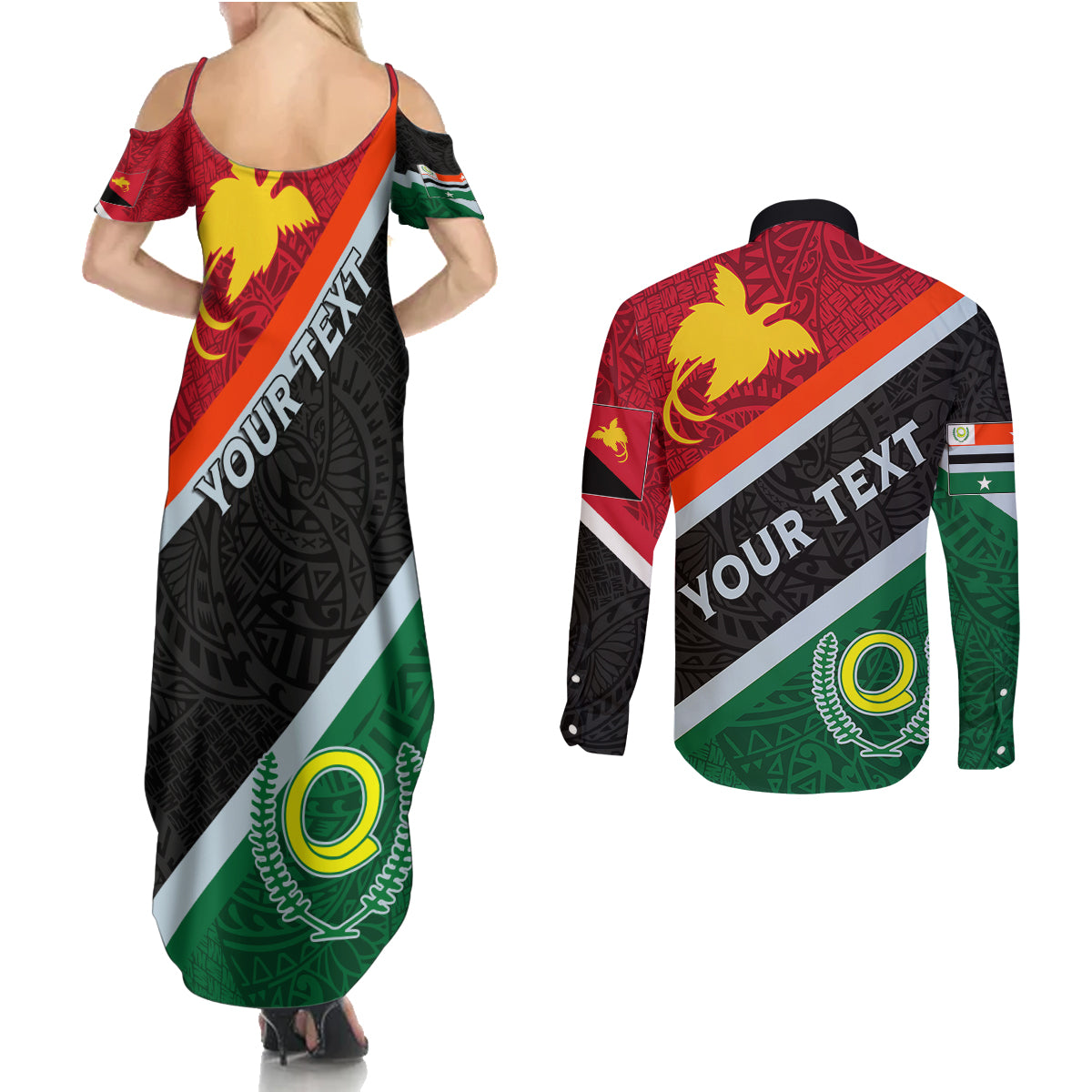 personalised-penama-and-papua-new-guinea-day-couples-matching-summer-maxi-dress-and-long-sleeve-button-shirts-emblem-mix-style
