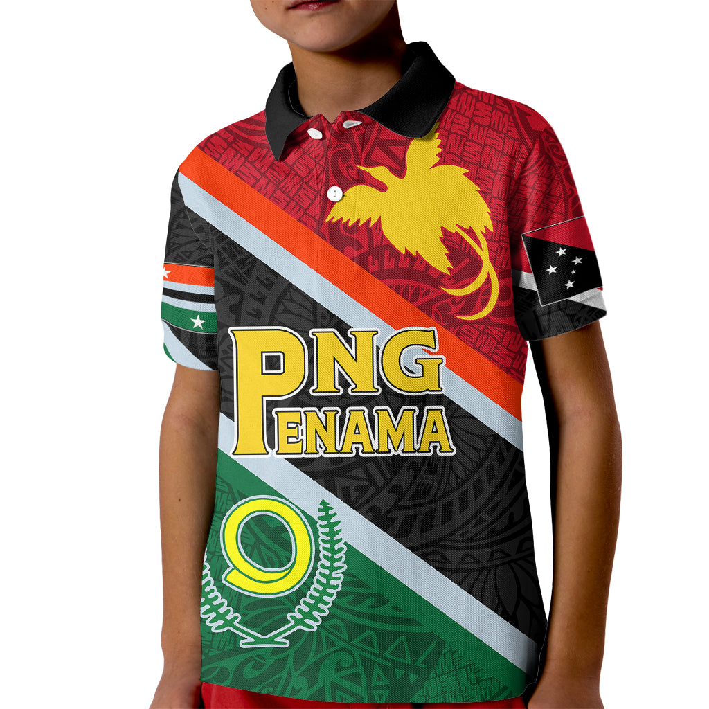 Personalised Penama and Papua New Guinea Day Kid Polo Shirt Emblem Mix Style LT7 Kid Colorful - Polynesian Pride