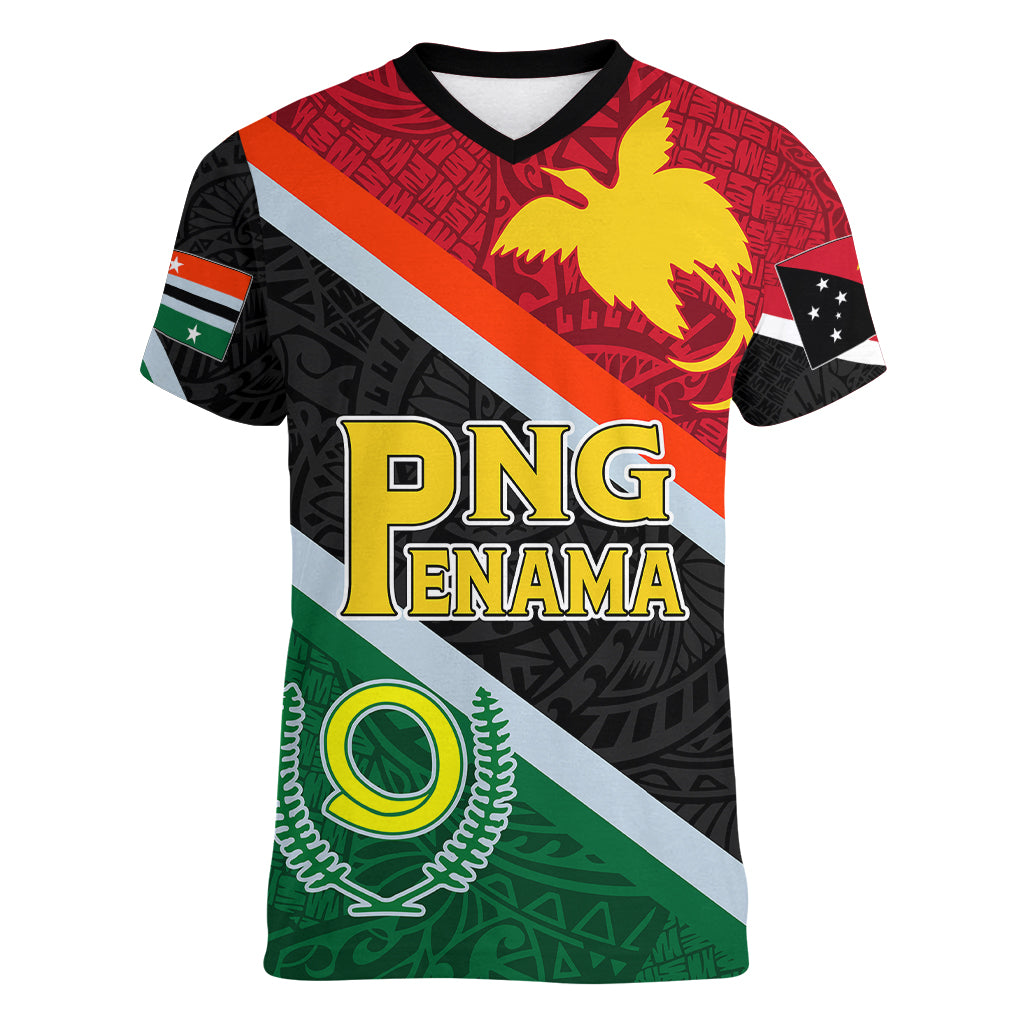 personalised-penama-and-papua-new-guinea-day-women-v-neck-t-shirt-emblem-mix-style
