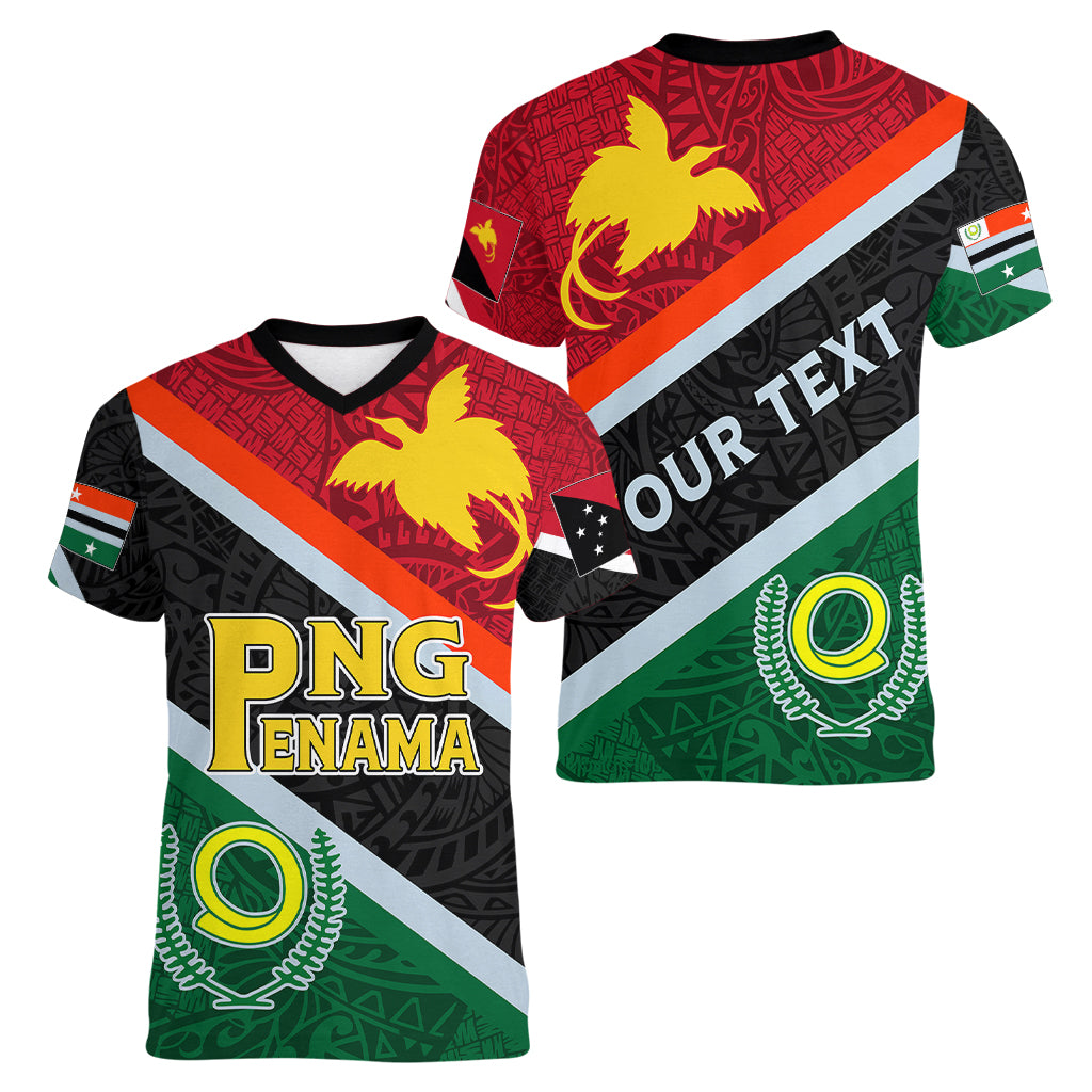 personalised-penama-and-papua-new-guinea-day-women-v-neck-t-shirt-emblem-mix-style