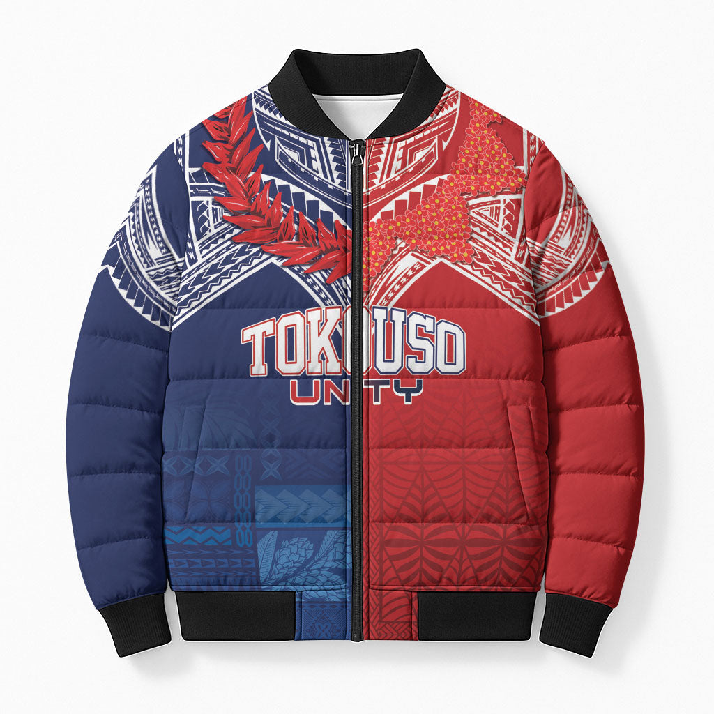 TokoUso Tonga Samoa Brothers Forever Custom Bomber Puffer Jacket Ulafala and Heilala Unity