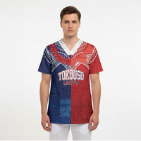 TokoUso Tonga Samoa Brothers Forever Custom Scrub Top Ulafala and Heilala Unity LT7 - Polynesian Pride