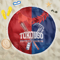 TokoUso Tonga and Samoa Beach Blanket Warriors War Clubs LT7 One Size 150cm Blue Red - Polynesian Pride