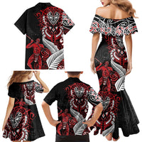 Aotearoa Toitu Te Tiriti Family Matching Mermaid Dress and Hawaiian Shirt Whakairo Wheku