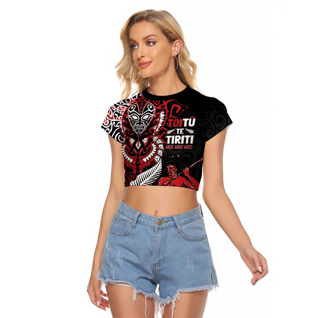 Aotearoa Toitu Te Tiriti Raglan Cropped T Shirt Whakairo Wheku